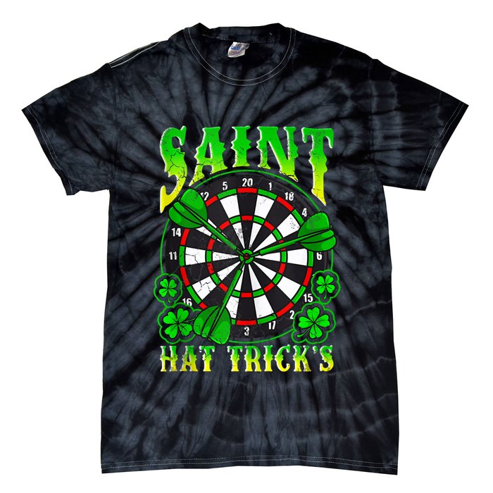 Darts St PatrickS Day St Hat Tricks Dart Board Tie-Dye T-Shirt