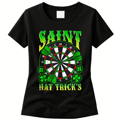 Darts St PatrickS Day St Hat Tricks Dart Board Womens T-Shirt