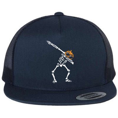 Dab Skeleton Pumpkin Head Jack O Lantern Halloween Humor Meaningful Gift Flat Bill Trucker Hat