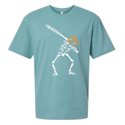 Dab Skeleton Pumpkin Head Jack O Lantern Halloween Humor Meaningful Gift Sueded Cloud Jersey T-Shirt