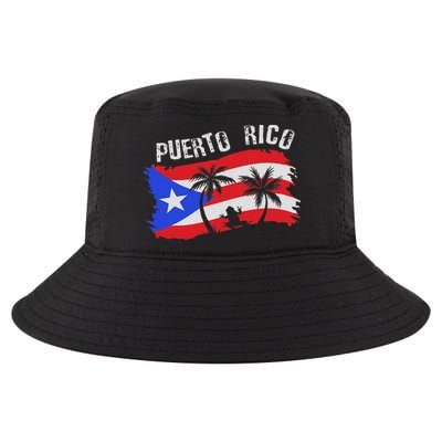 Distressed Style Puerto Rico Frog Gift Design Puerto Rico! Cool Comfort Performance Bucket Hat