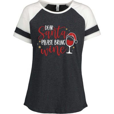 Dear Santa Please Bring Wine Gift Enza Ladies Jersey Colorblock Tee