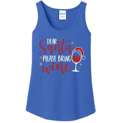 Dear Santa Please Bring Wine Gift Ladies Essential Tank