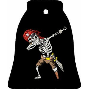 Dabbing Skeleton Pirate Halloween Kids Jolly Roger Pirate Ceramic Bell Ornament