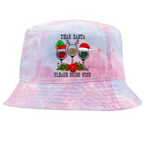 Dear Santa Please Bring Wine Christmas Merry Winemas Tie-Dyed Bucket Hat