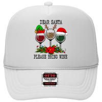 Dear Santa Please Bring Wine Christmas Merry Winemas High Crown Mesh Back Trucker Hat