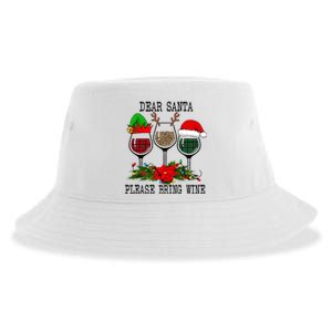 Dear Santa Please Bring Wine Christmas Merry Winemas Sustainable Bucket Hat