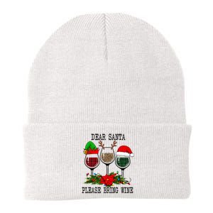 Dear Santa Please Bring Wine Christmas Merry Winemas Knit Cap Winter Beanie