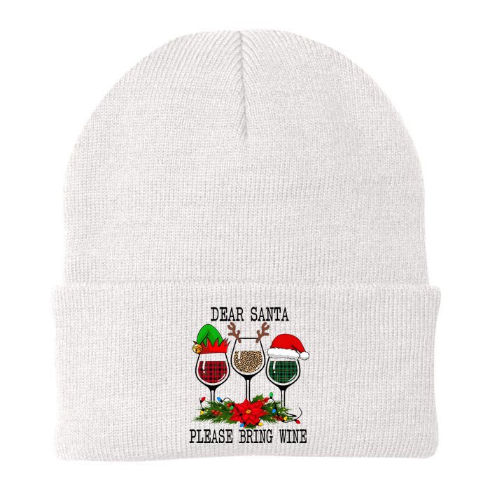 Dear Santa Please Bring Wine Christmas Merry Winemas Knit Cap Winter Beanie