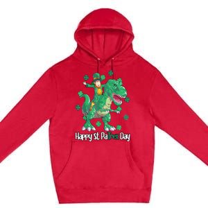 Dino St Patricks Day Leprechaun Premium Pullover Hoodie