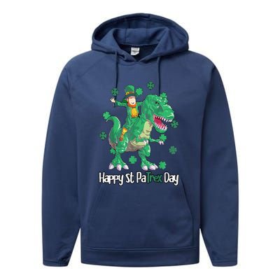 Dino St Patricks Day Leprechaun Performance Fleece Hoodie