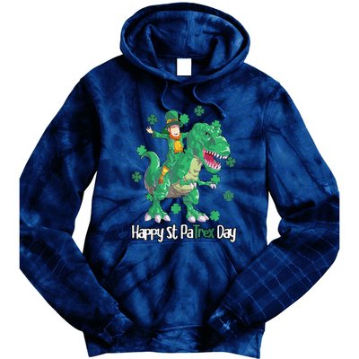 Dino St Patricks Day Leprechaun Tie Dye Hoodie