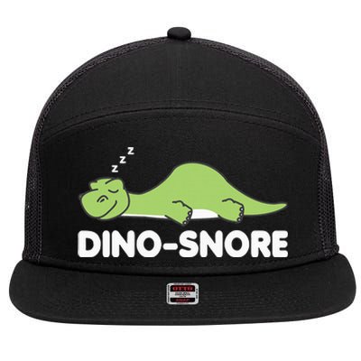 Dino Snore Pajamas Dinosaur 7 Panel Mesh Trucker Snapback Hat