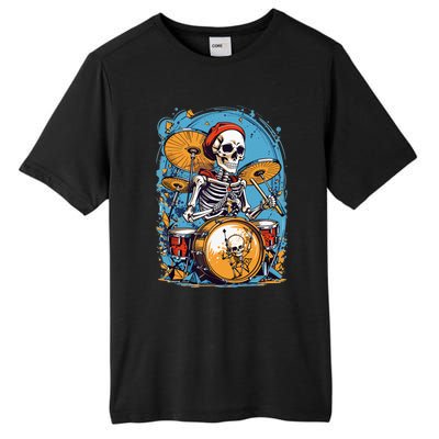 Drummer Skeleton Playing Drums For Halloween Graphic Tall Fusion ChromaSoft Performance T-Shirt