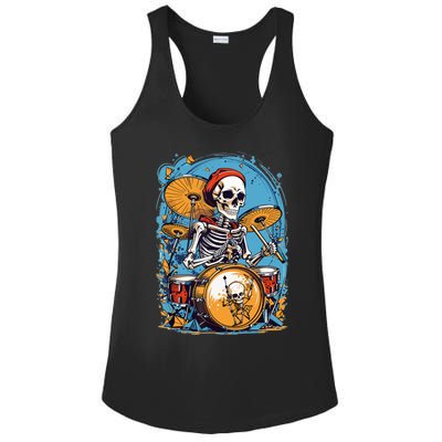 Drummer Skeleton Playing Drums For Halloween Graphic Ladies PosiCharge Competitor Racerback Tank