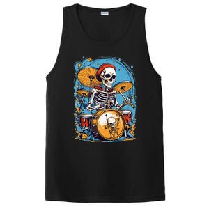 Drummer Skeleton Playing Drums For Halloween Graphic PosiCharge Competitor Tank