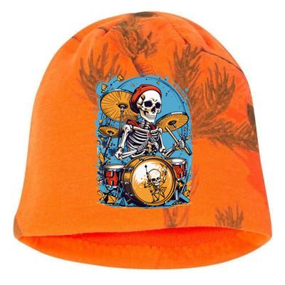 Drummer Skeleton Playing Drums For Halloween Graphic Kati - Camo Knit Beanie