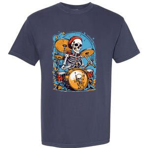 Drummer Skeleton Playing Drums For Halloween Graphic Garment-Dyed Heavyweight T-Shirt