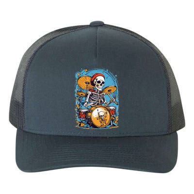 Drummer Skeleton Playing Drums For Halloween Graphic Yupoong Adult 5-Panel Trucker Hat