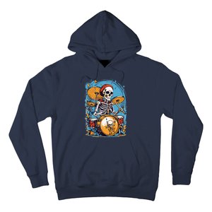 Drummer Skeleton Playing Drums For Halloween Graphic Hoodie