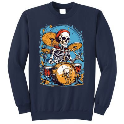 Drummer Skeleton Playing Drums For Halloween Graphic Sweatshirt