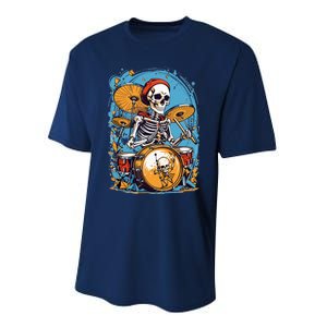 Drummer Skeleton Playing Drums For Halloween Graphic Performance Sprint T-Shirt