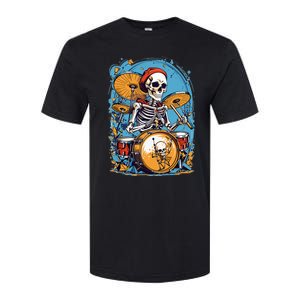 Drummer Skeleton Playing Drums For Halloween Graphic Softstyle CVC T-Shirt