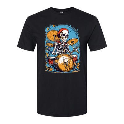 Drummer Skeleton Playing Drums For Halloween Graphic Softstyle CVC T-Shirt