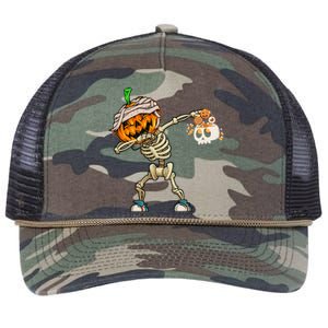 Dabbing Skeleton Pumpkin Dab Halloween Costume Meaningful Gift Retro Rope Trucker Hat Cap