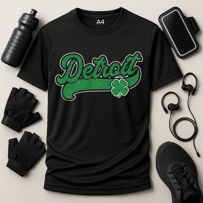 Detroit St. Patrick's Day Shamrock Saint Paddy's Irish Cooling Performance Crew T-Shirt