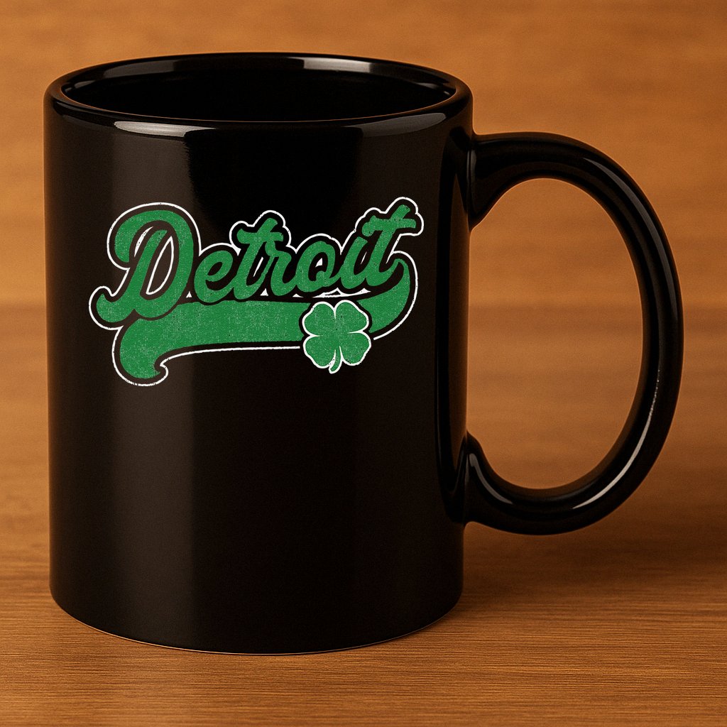Detroit St. Patrick's Day Shamrock Saint Paddy's Irish 11oz C Handle Ceramic Mug
