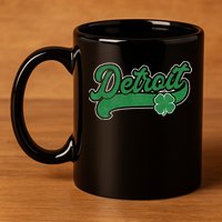 Detroit St. Patrick's Day Shamrock Saint Paddy's Irish 11oz C Handle Ceramic Mug