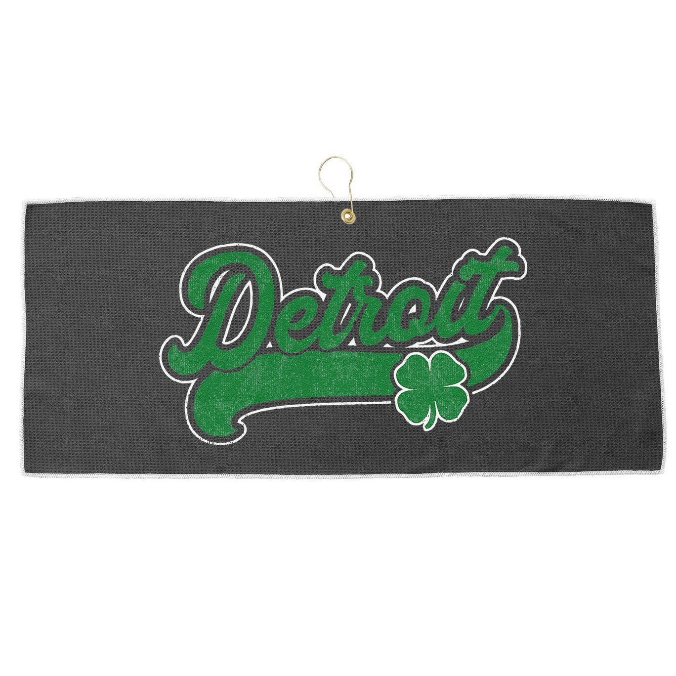 Detroit St. Patrick's Day Shamrock Saint Paddy's Irish Large Microfiber Waffle Golf Towel