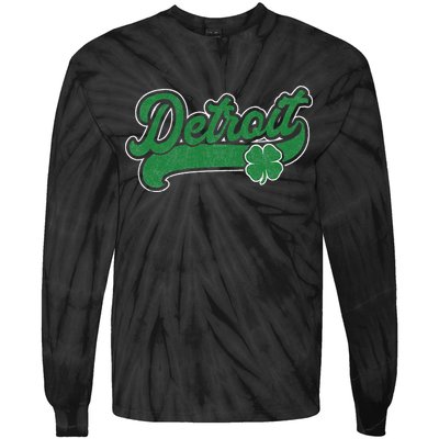 Detroit St. Patrick's Day Shamrock Saint Paddy's Irish Tie-Dye Long Sleeve Shirt