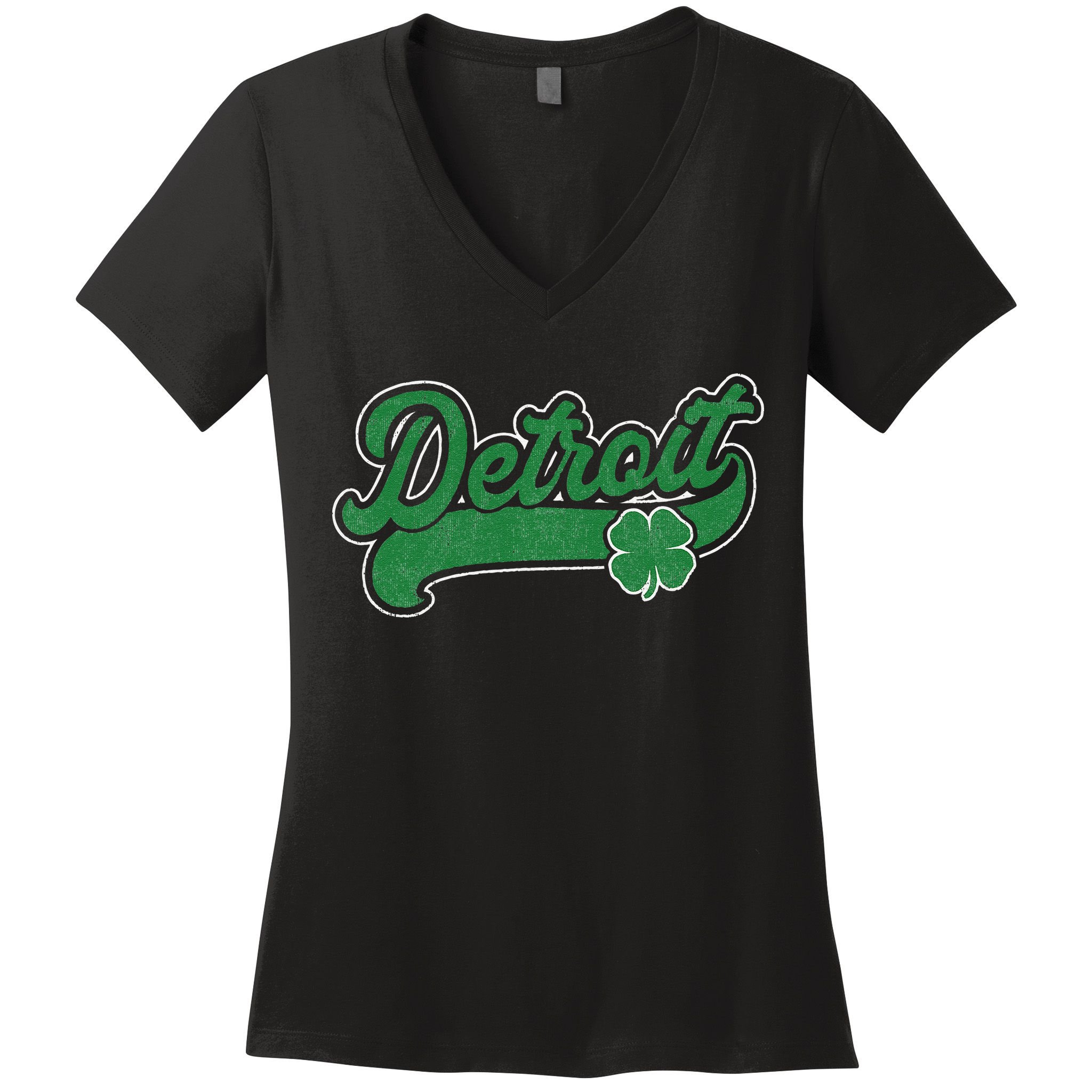 Detroit St. Patrick's Day Shamrock Saint Paddy's Irish Women's V-Neck T-Shirt