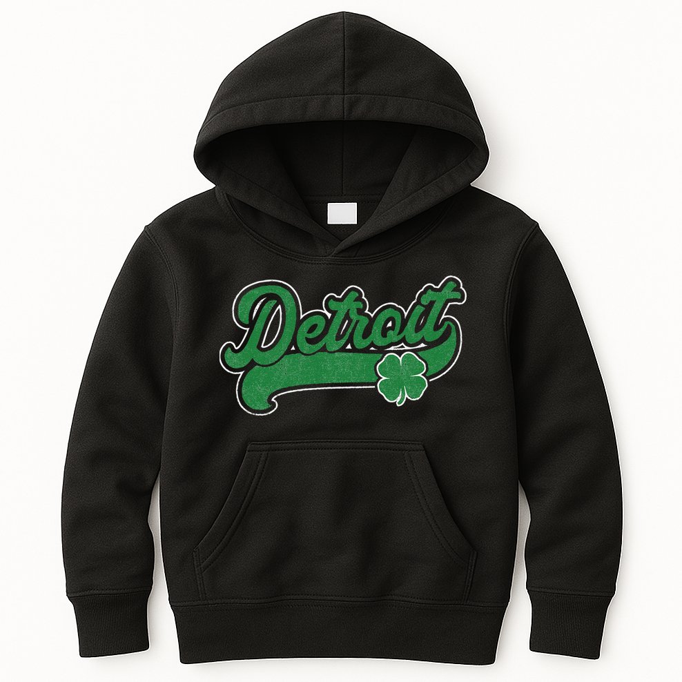 Detroit St. Patrick's Day Shamrock Saint Paddy's Irish Kids Hoodie