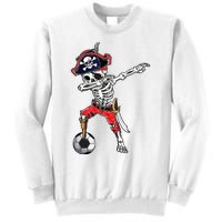 Dabbing Skeleton Pirate Soccer Ball Halloween Costume Day Sweatshirt