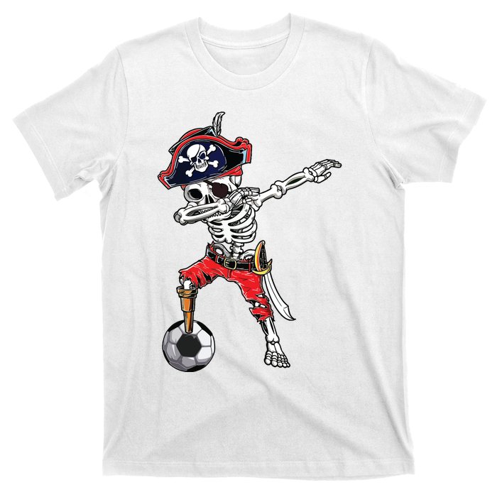 Dabbing Skeleton Pirate Soccer Ball Halloween Costume Day T-Shirt