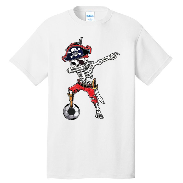 Dabbing Skeleton Pirate Soccer Ball Halloween Costume Day Tall T-Shirt