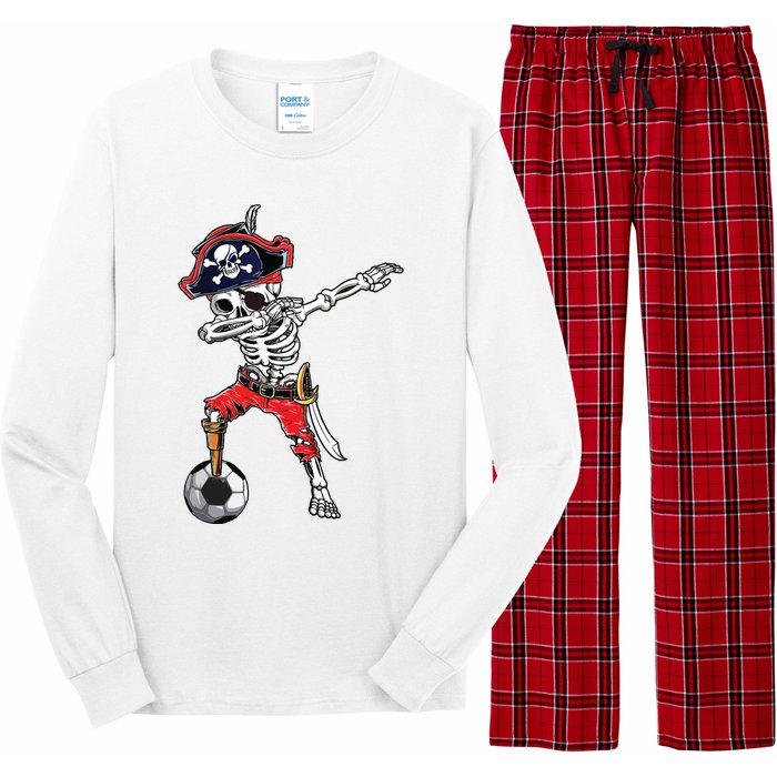 Dabbing Skeleton Pirate Soccer Ball Halloween Costume Day Long Sleeve Pajama Set