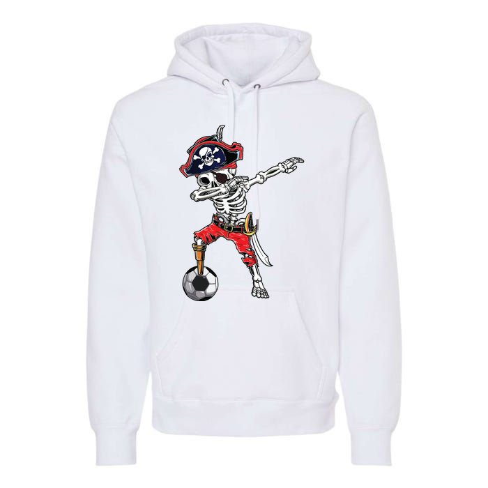 Dabbing Skeleton Pirate Soccer Ball Halloween Costume Day Premium Hoodie