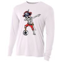 Dabbing Skeleton Pirate Soccer Ball Halloween Costume Day Cooling Performance Long Sleeve Crew