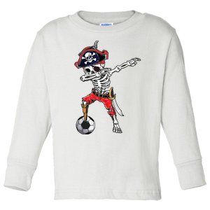 Dabbing Skeleton Pirate Soccer Ball Halloween Costume Day Toddler Long Sleeve Shirt