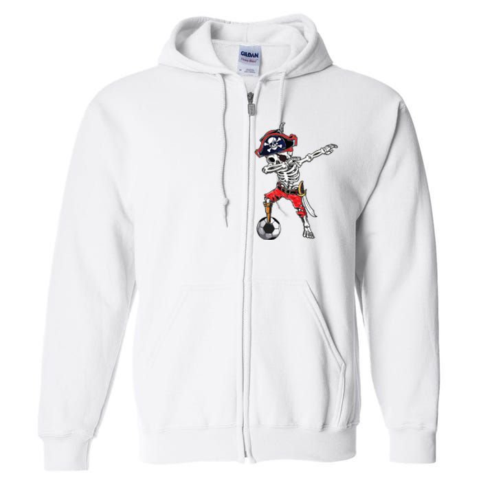 Dabbing Skeleton Pirate Soccer Ball Halloween Costume Day Full Zip Hoodie