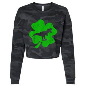 Dino St Patricks Day Shirt K.i.d.s T Rex Shamrock Dinosaur Boys Cropped Pullover Crew