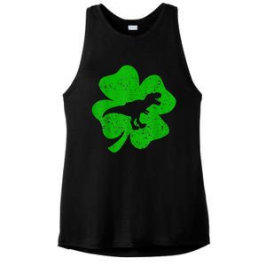 Dino St Patricks Day Shirt K.i.d.s T Rex Shamrock Dinosaur Boys Ladies PosiCharge Tri-Blend Wicking Tank