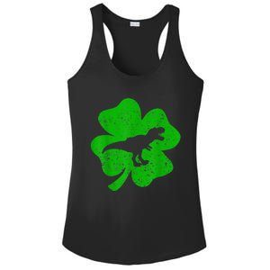 Dino St Patricks Day Shirt K.i.d.s T Rex Shamrock Dinosaur Boys Ladies PosiCharge Competitor Racerback Tank