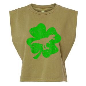 Dino St Patricks Day Shirt K.i.d.s T Rex Shamrock Dinosaur Boys Garment-Dyed Women's Muscle Tee