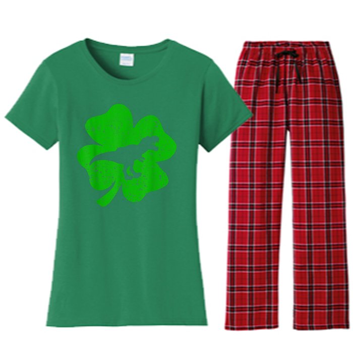 Dino St Patricks Day Shirt K.i.d.s T Rex Shamrock Dinosaur Boys Women's Flannel Pajama Set