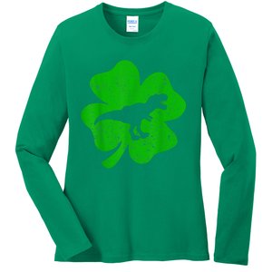 Dino St Patricks Day Shirt K.i.d.s T Rex Shamrock Dinosaur Boys Ladies Long Sleeve Shirt